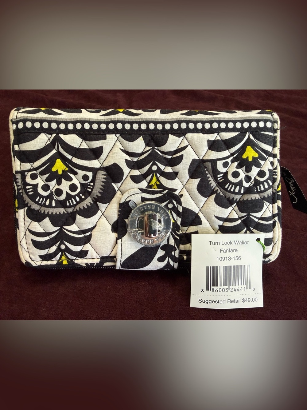 NWT Vera Bradley Turn Lock Wallet in Fanfare